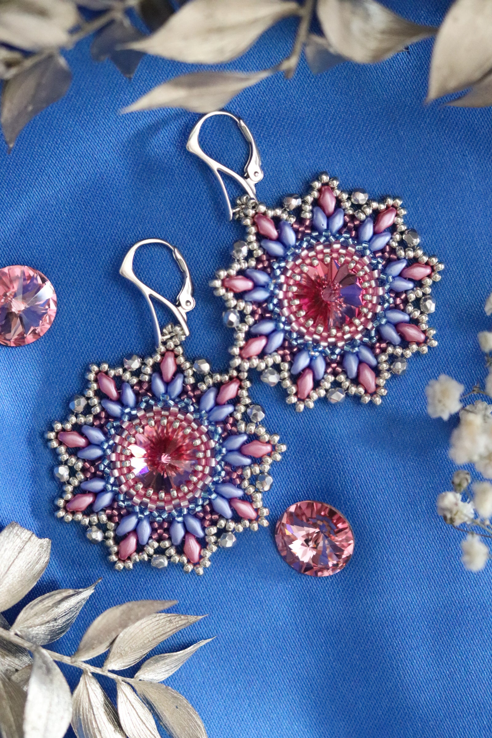 Náušnice "Origin" Modro-ružové