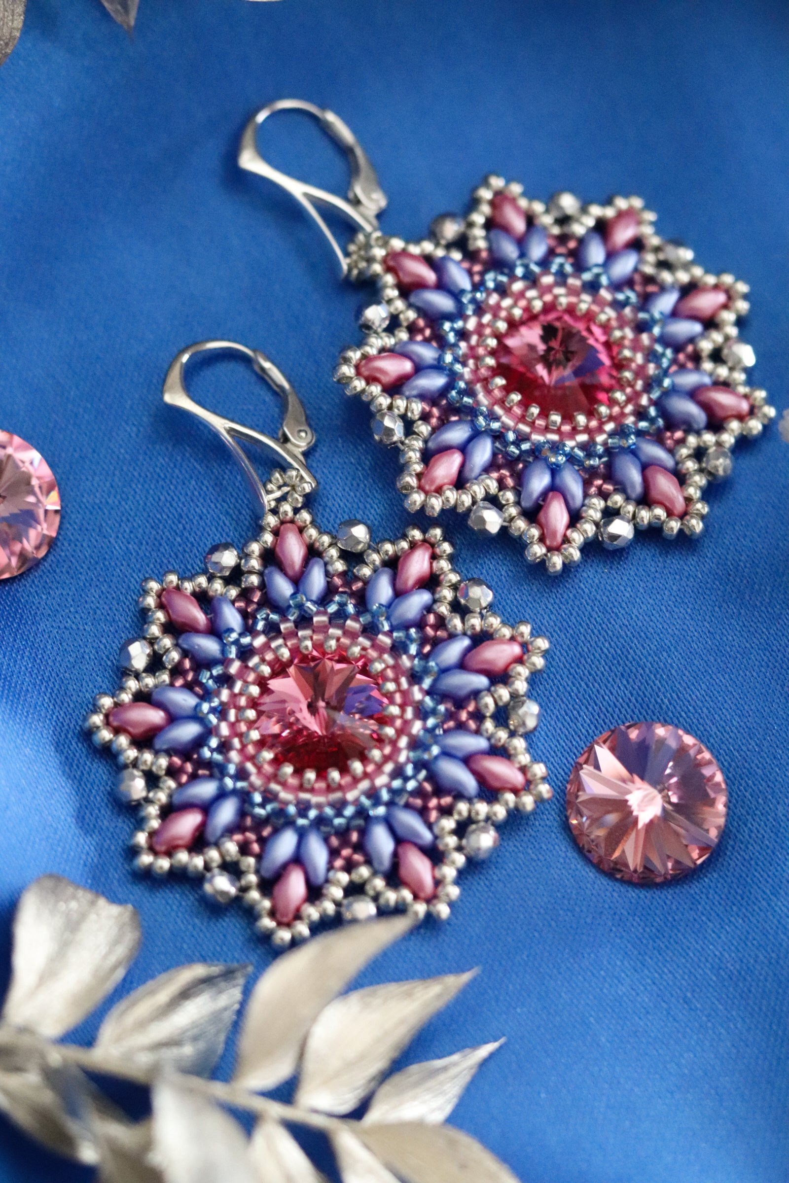 Náušnice "Origin" Modro-ružové