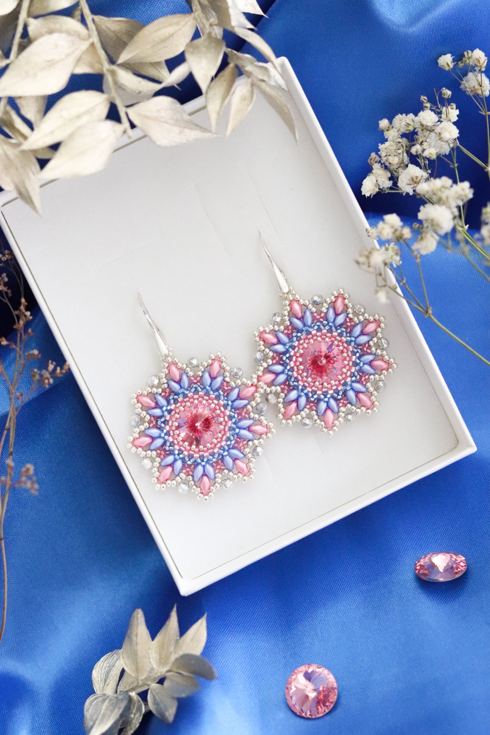 Náušnice "Origin" Modro-ružové