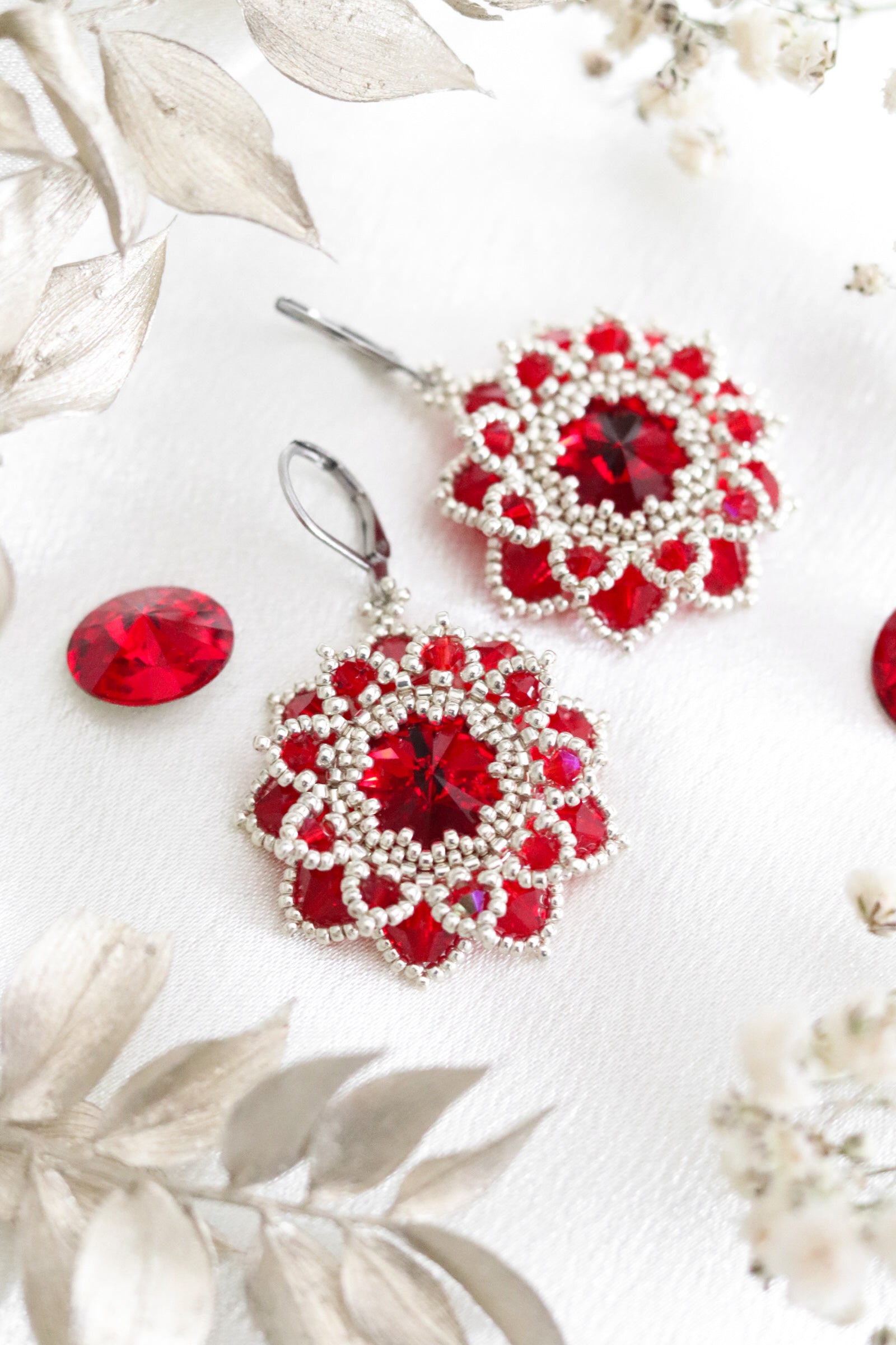 Náušnice “Flora” Červené