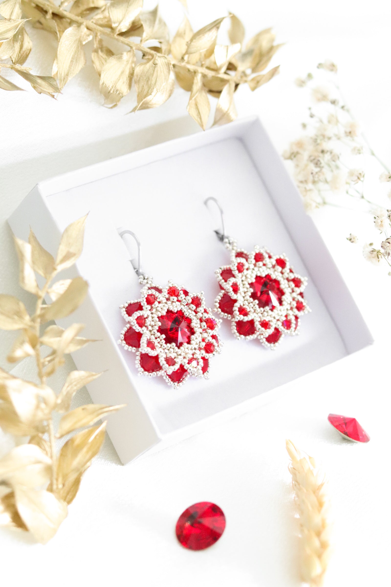 Náušnice “Flora” Červené