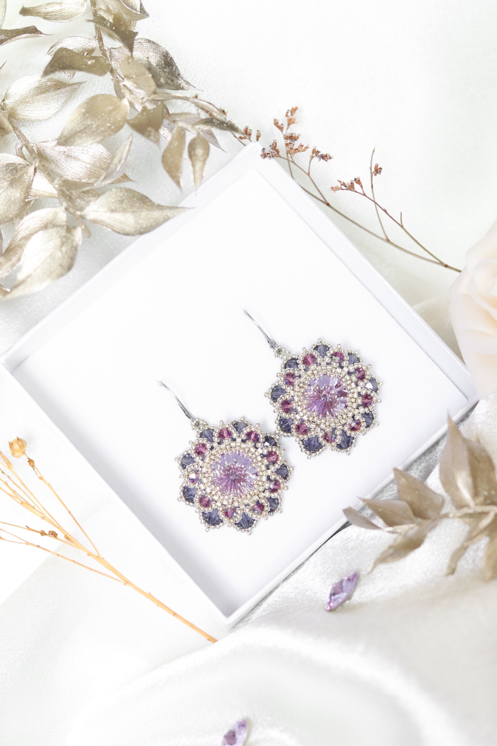 Náušnice “Flora” Fialové