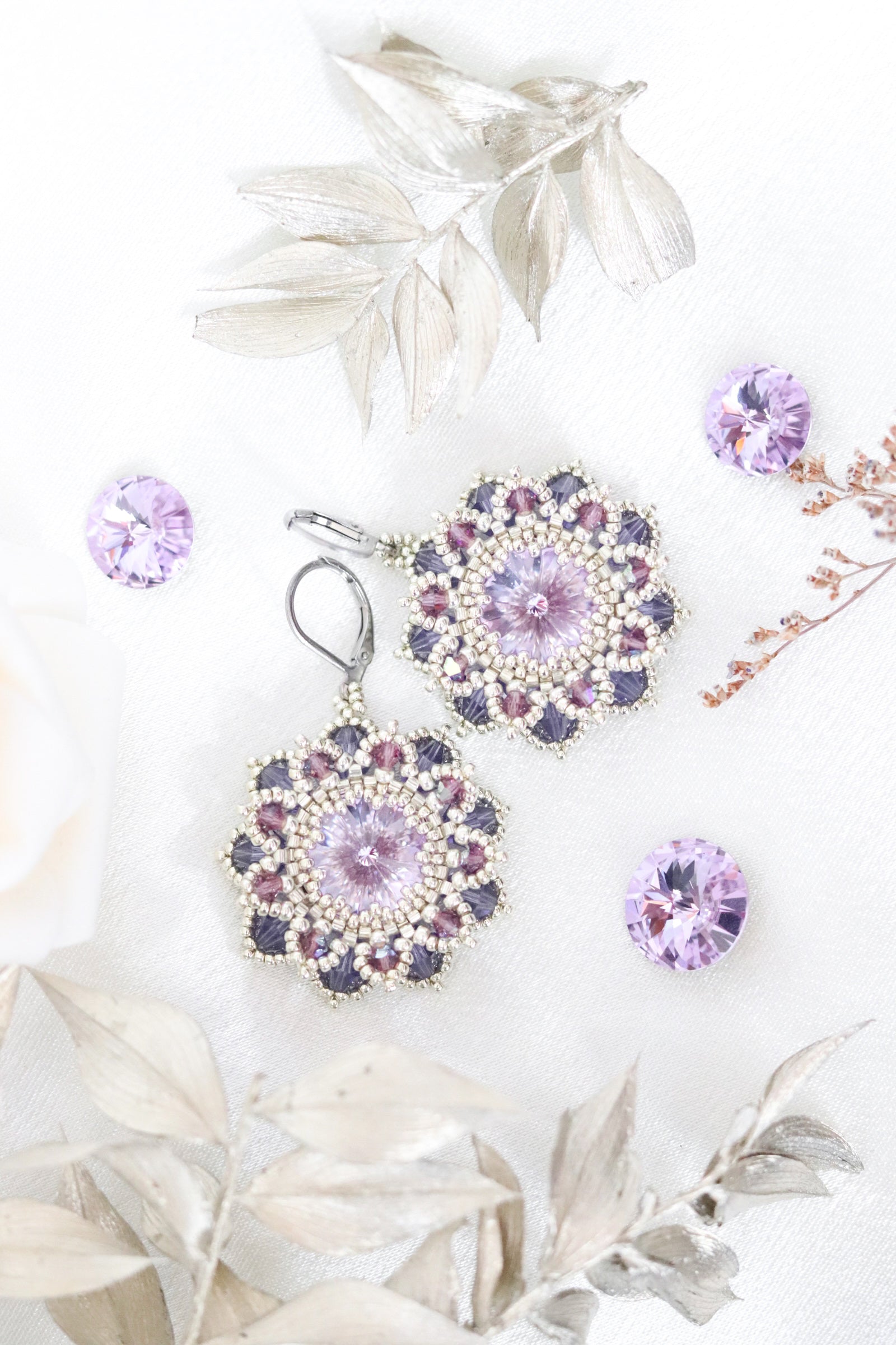 Náušnice “Flora” Fialové