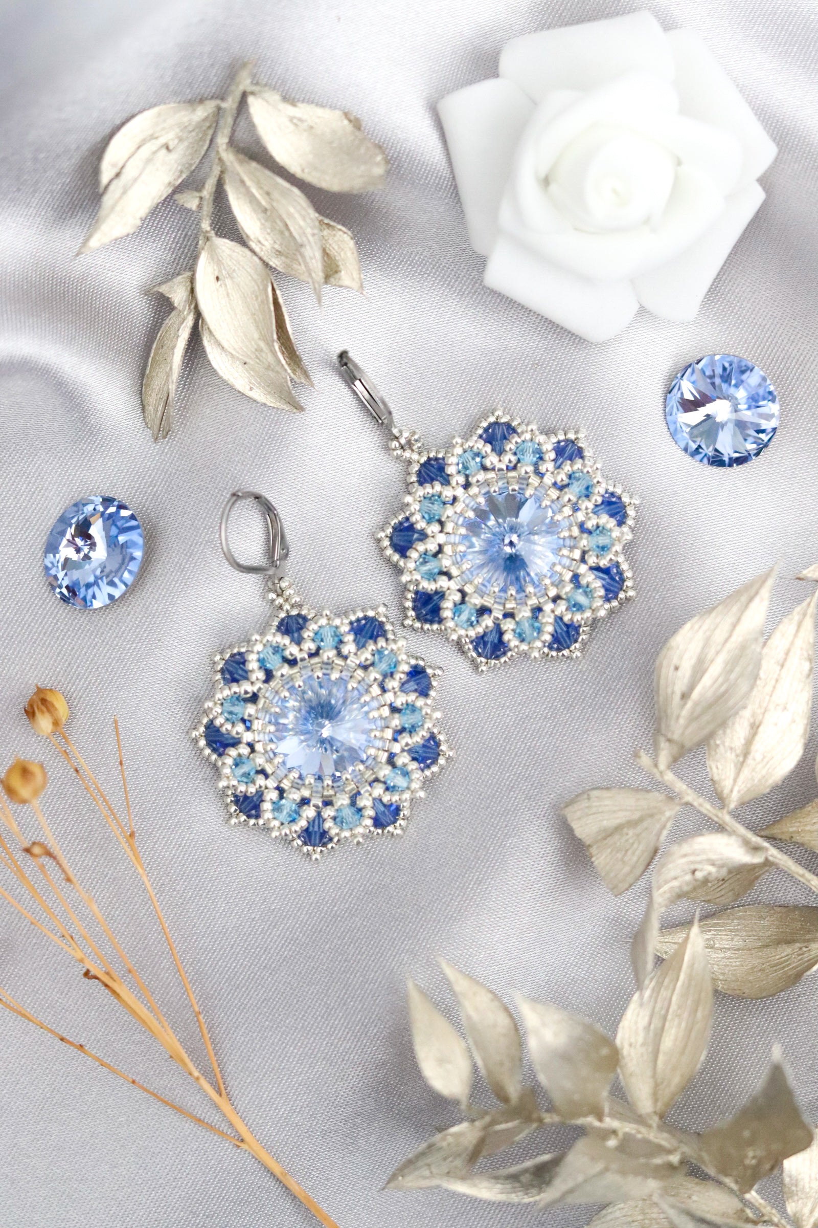 Náušnice “Flora” Modré