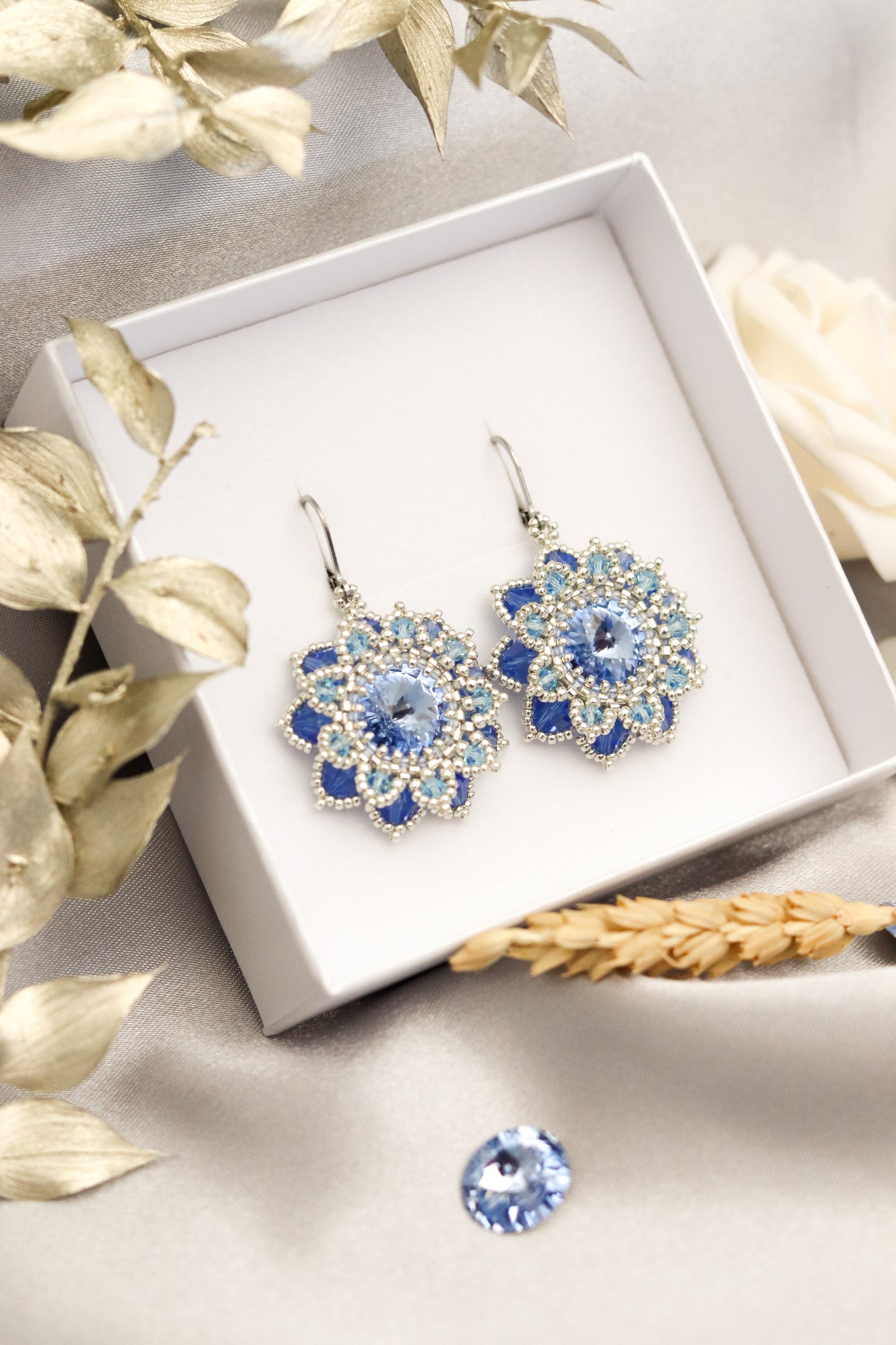 Náušnice “Flora” Modré