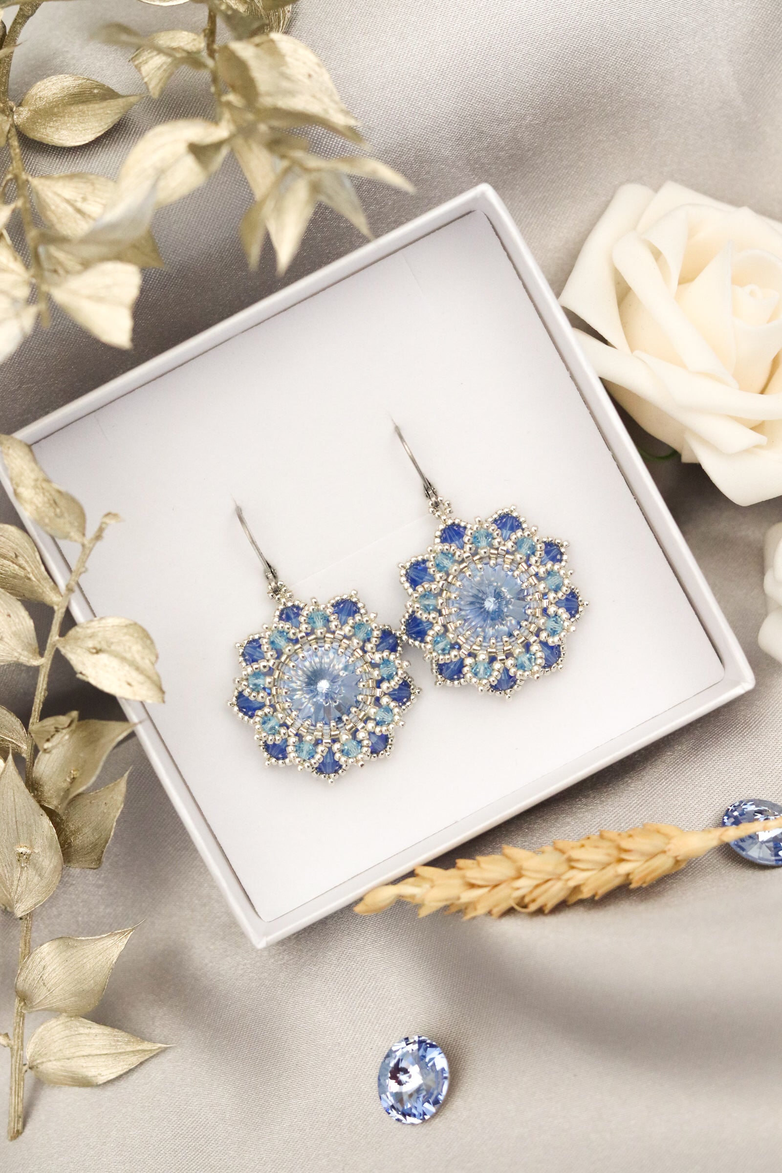 Náušnice “Flora” Modré