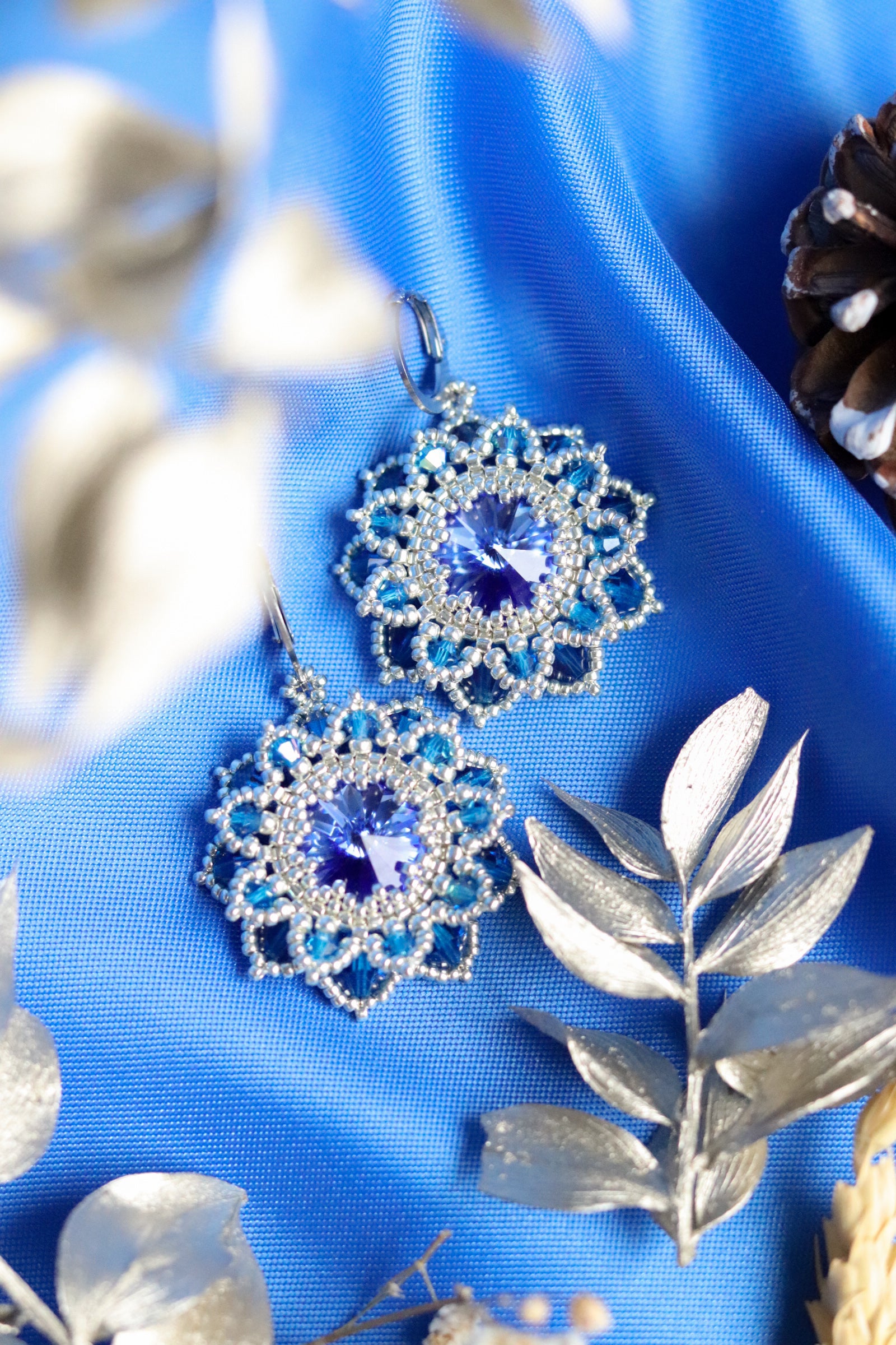 Náušnice “Flora” Slabomodré