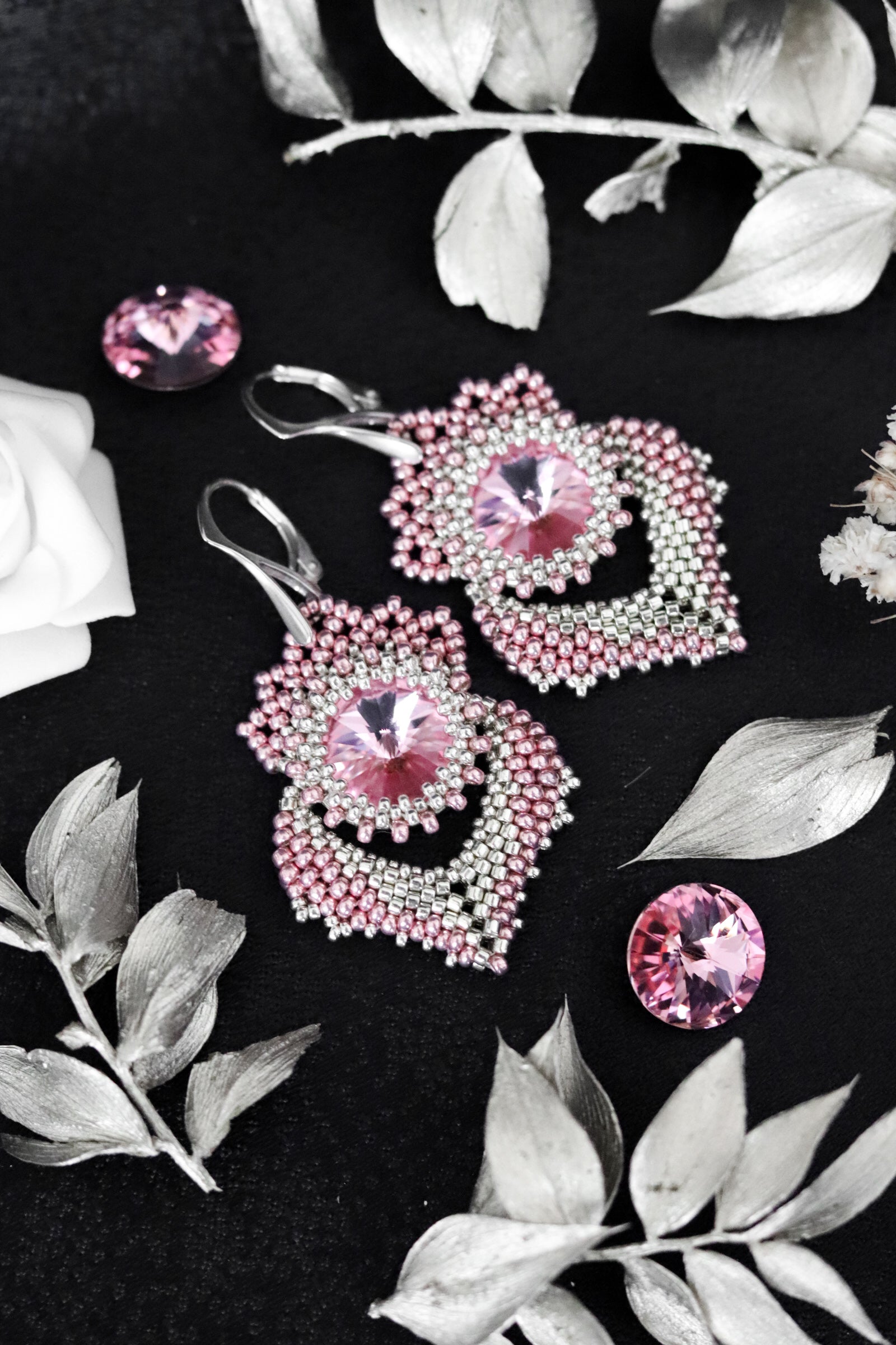 Náušnice "Alisma" Ružovo-strieborné