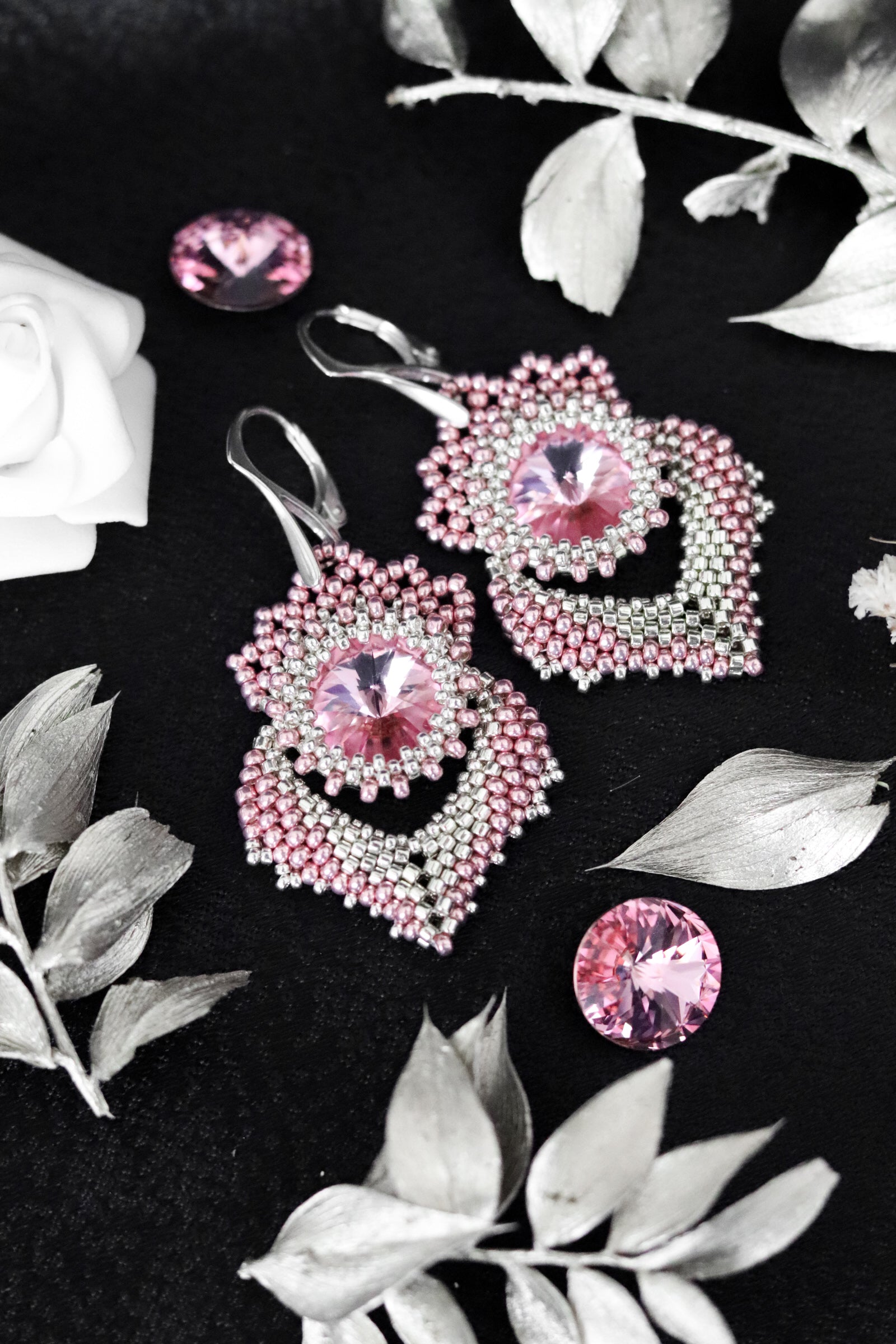 Náušnice "Alisma" Ružovo-strieborné