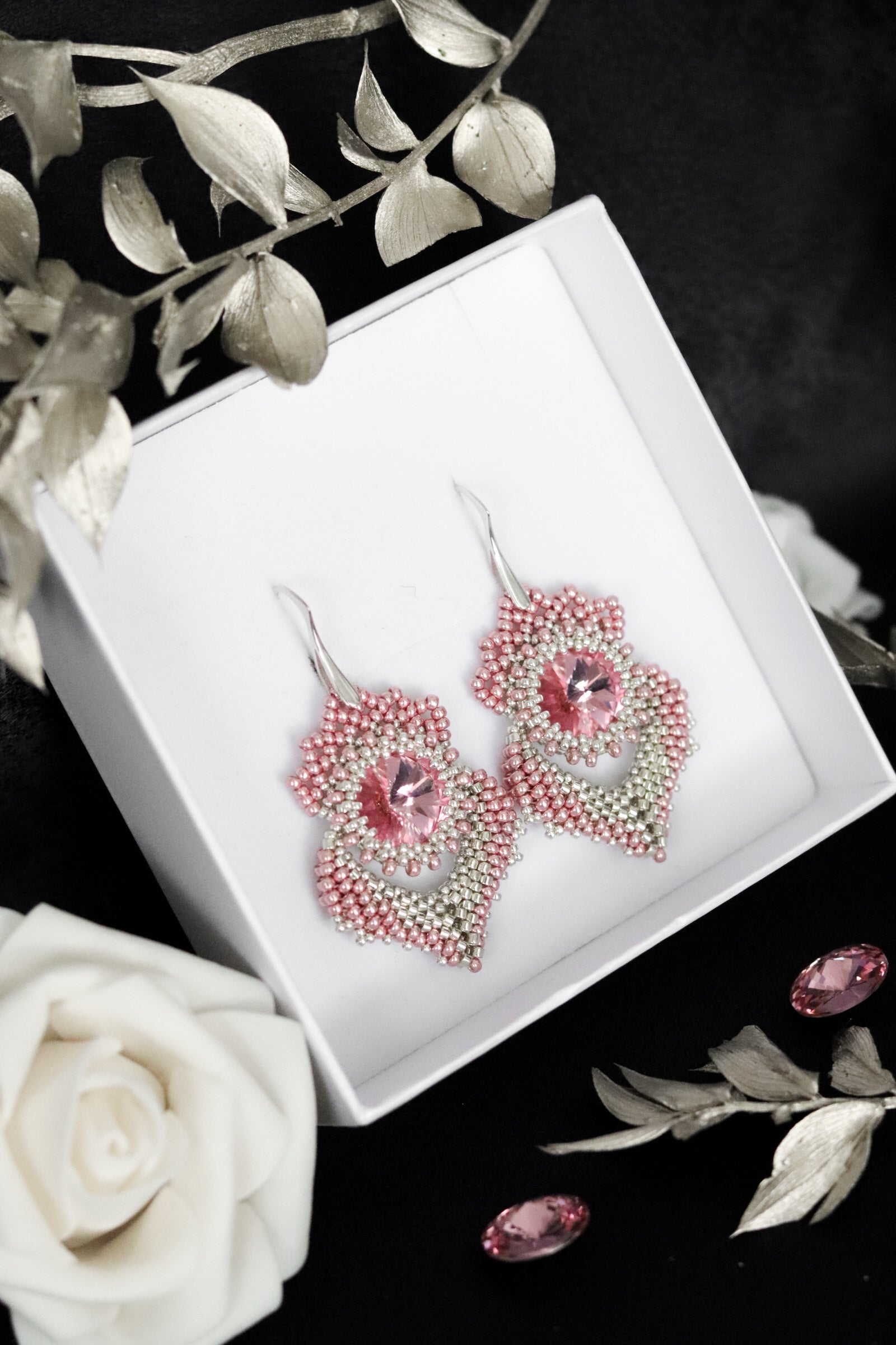 Náušnice "Alisma" Ružovo-strieborné