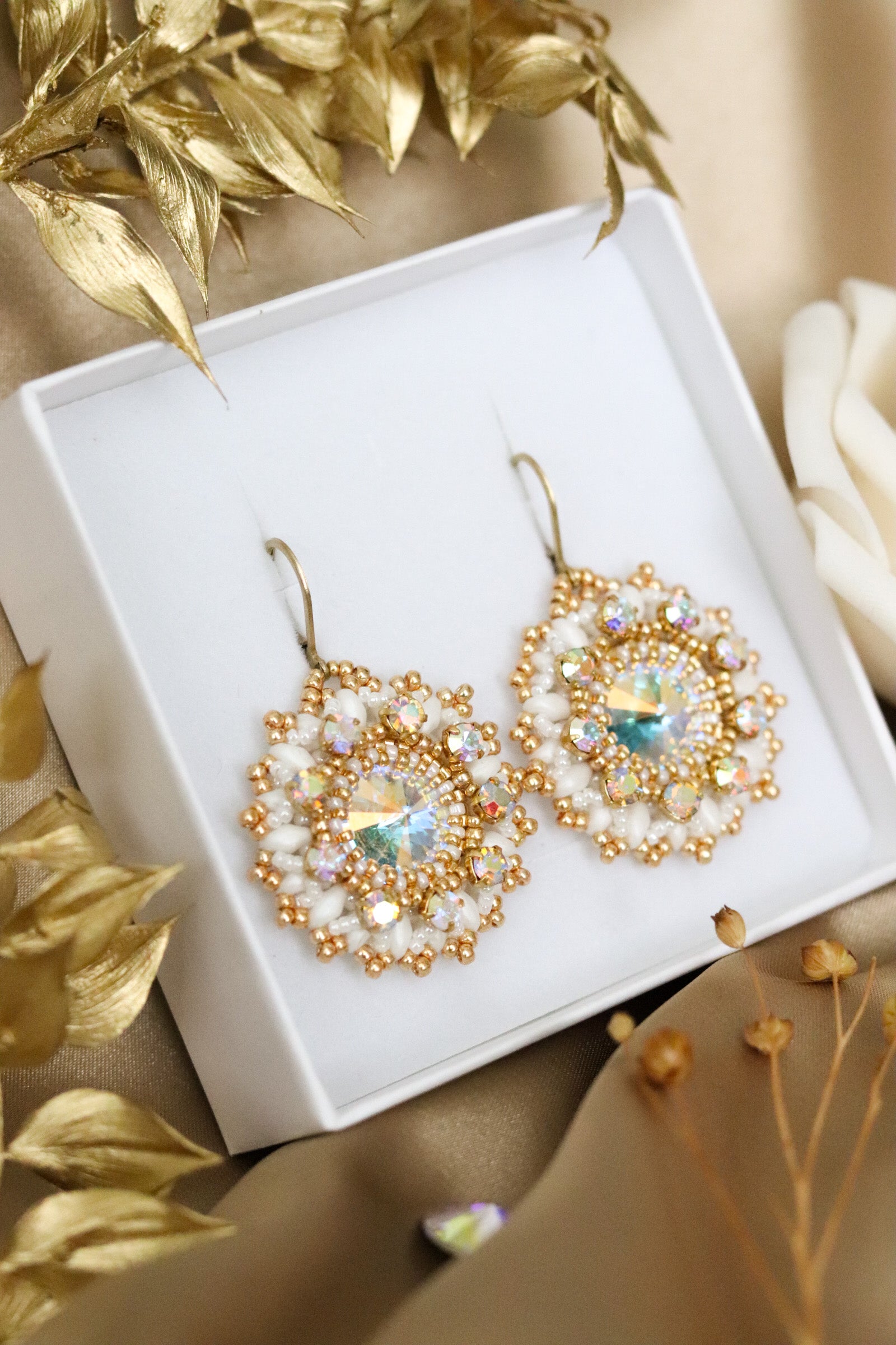 Náušnice “Lana” Bielo-zlaté