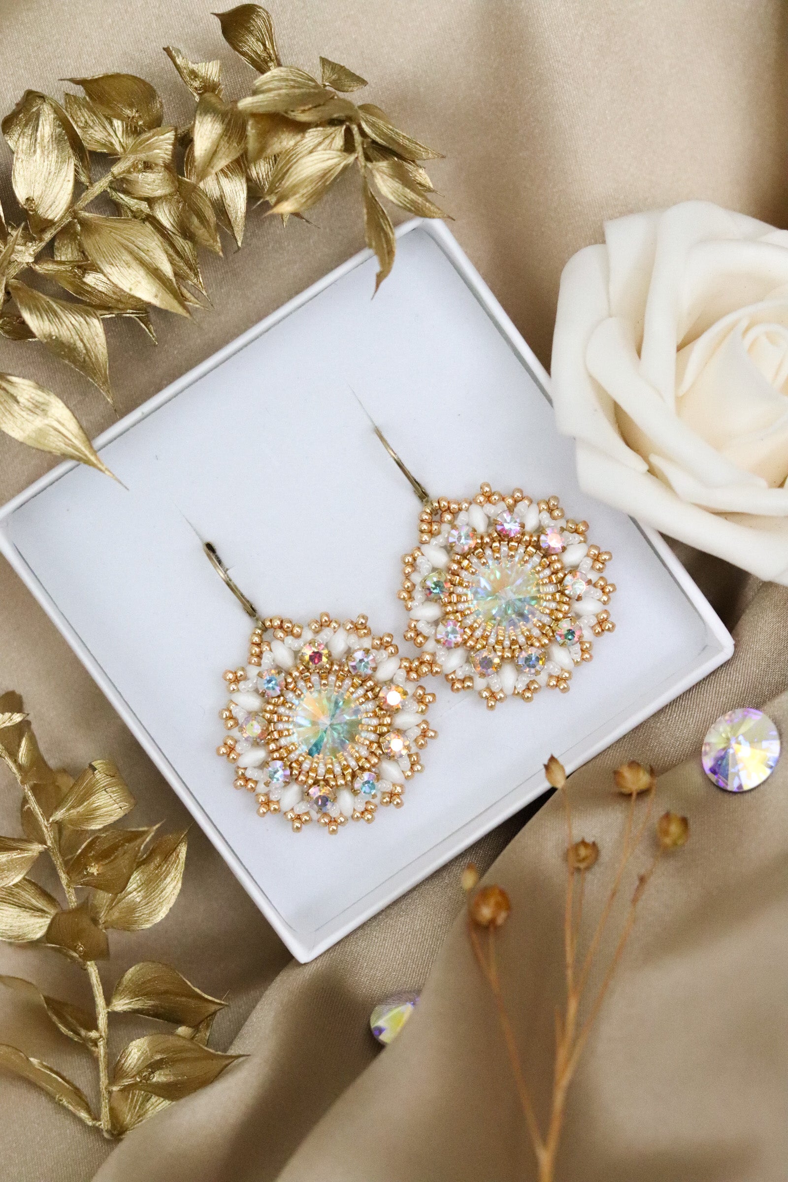 Náušnice “Lana” Bielo-zlaté