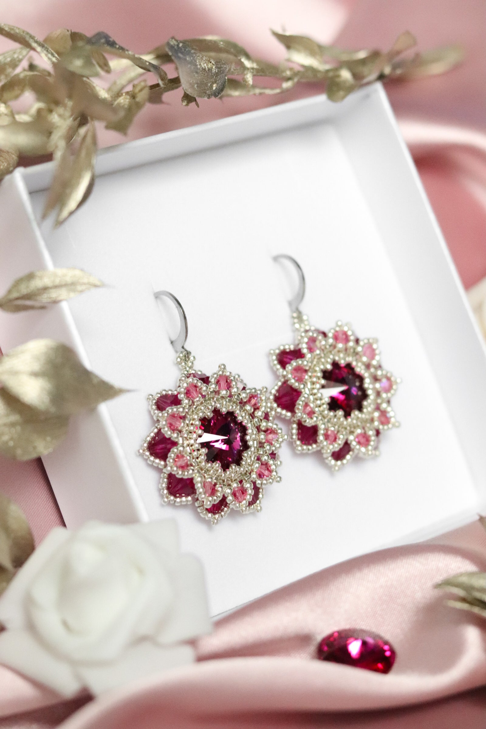 Náušnice “Flora” fuchsiové