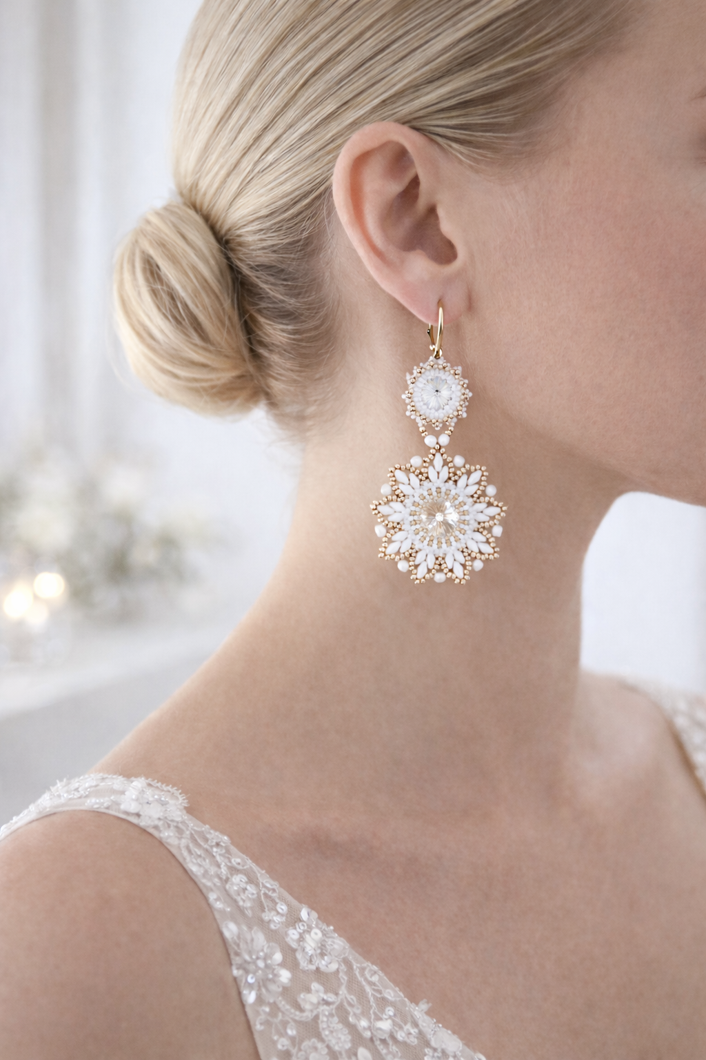 Náušnice “origin” biele plesové