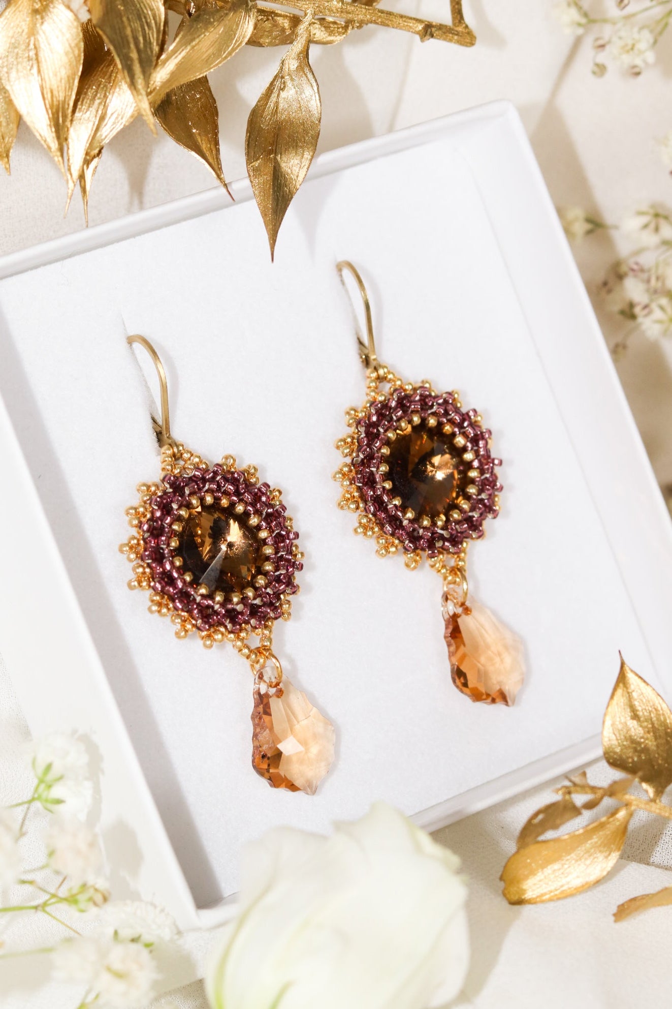 Šité náušnice “Classic” hnedé