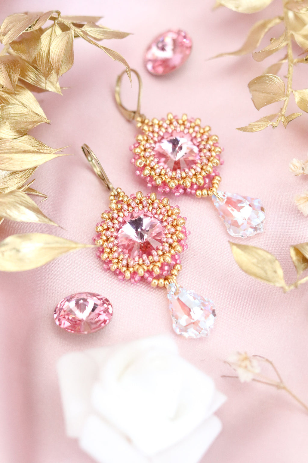 Šité náušnice “Classic” ružové