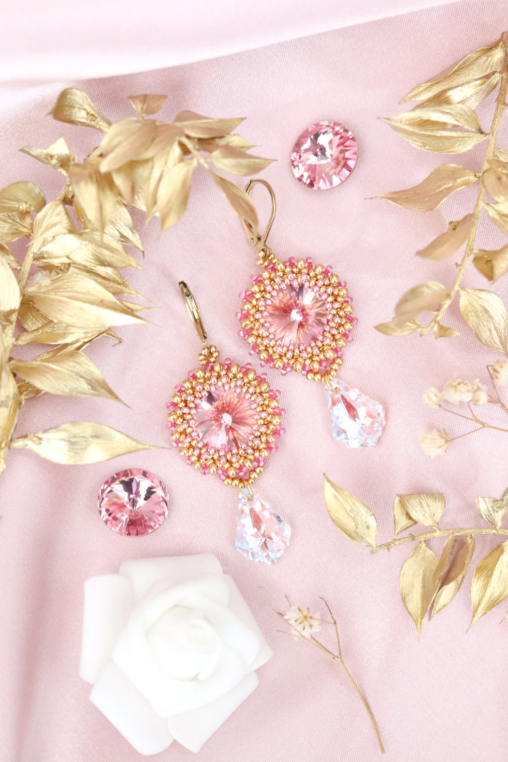 Šité náušnice “Classic” ružové