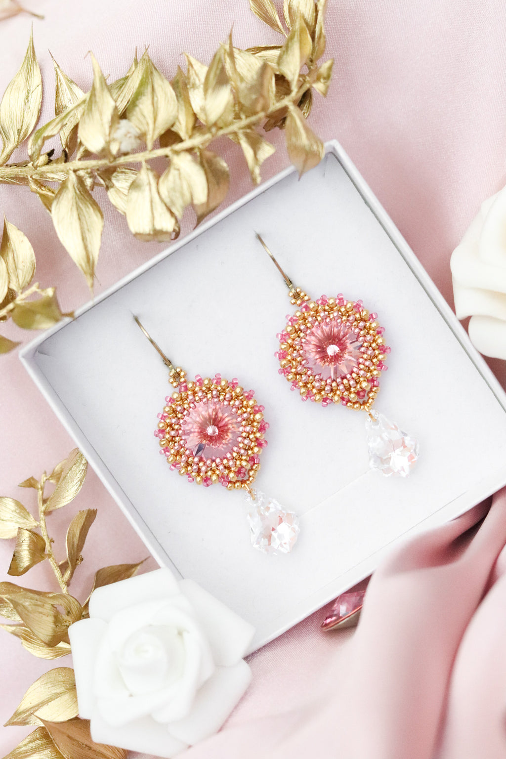 Šité náušnice “Classic” ružové